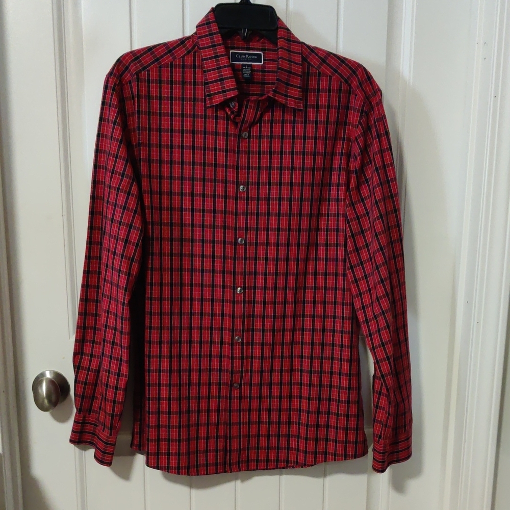 Club Room Red and Black Plaid Button-Down Shirt